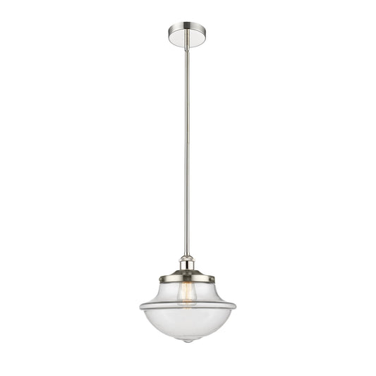 Innovations Oxford 12in 1-Light Mini Pendant | Industrial Polished Nickel Steel and Clear Glass | Kitchen Island & Dining Room | Model 616-1S-PN-G542
