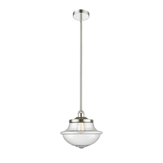 Innovations Oxford 12in 1-Light Mini Pendant | Industrial Polished Nickel and Seedy Schoolhouse Glass | Kitchen Island & Dining | Model 616-1S-PN-G544