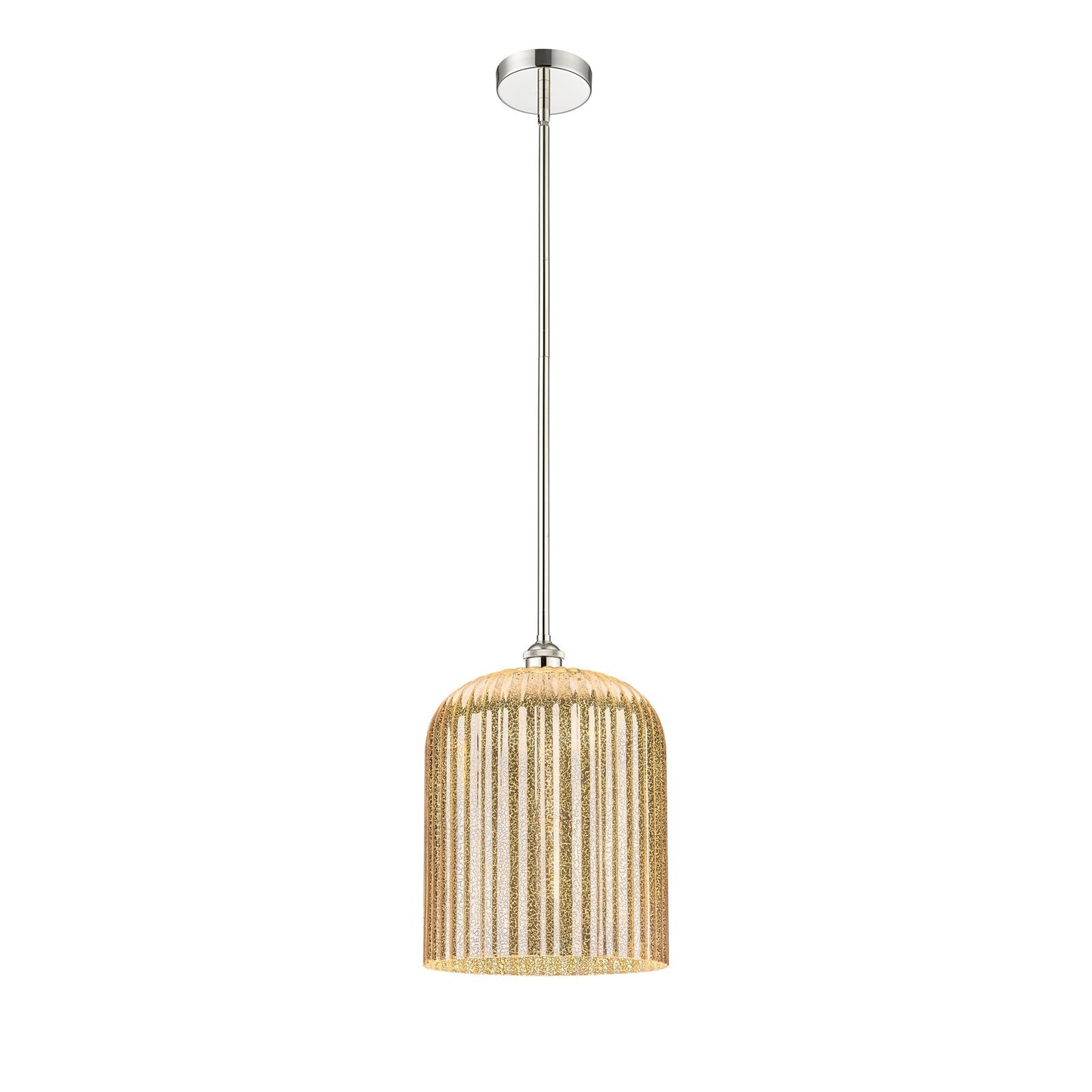 Innovations Bridal Veil 5in 1-Light Mini Pendant | Art Nouveau Polished Nickel Steel and Mercury Ribbed Glass | Kitchen Island | Model 616-1S-PN-G559-12ME