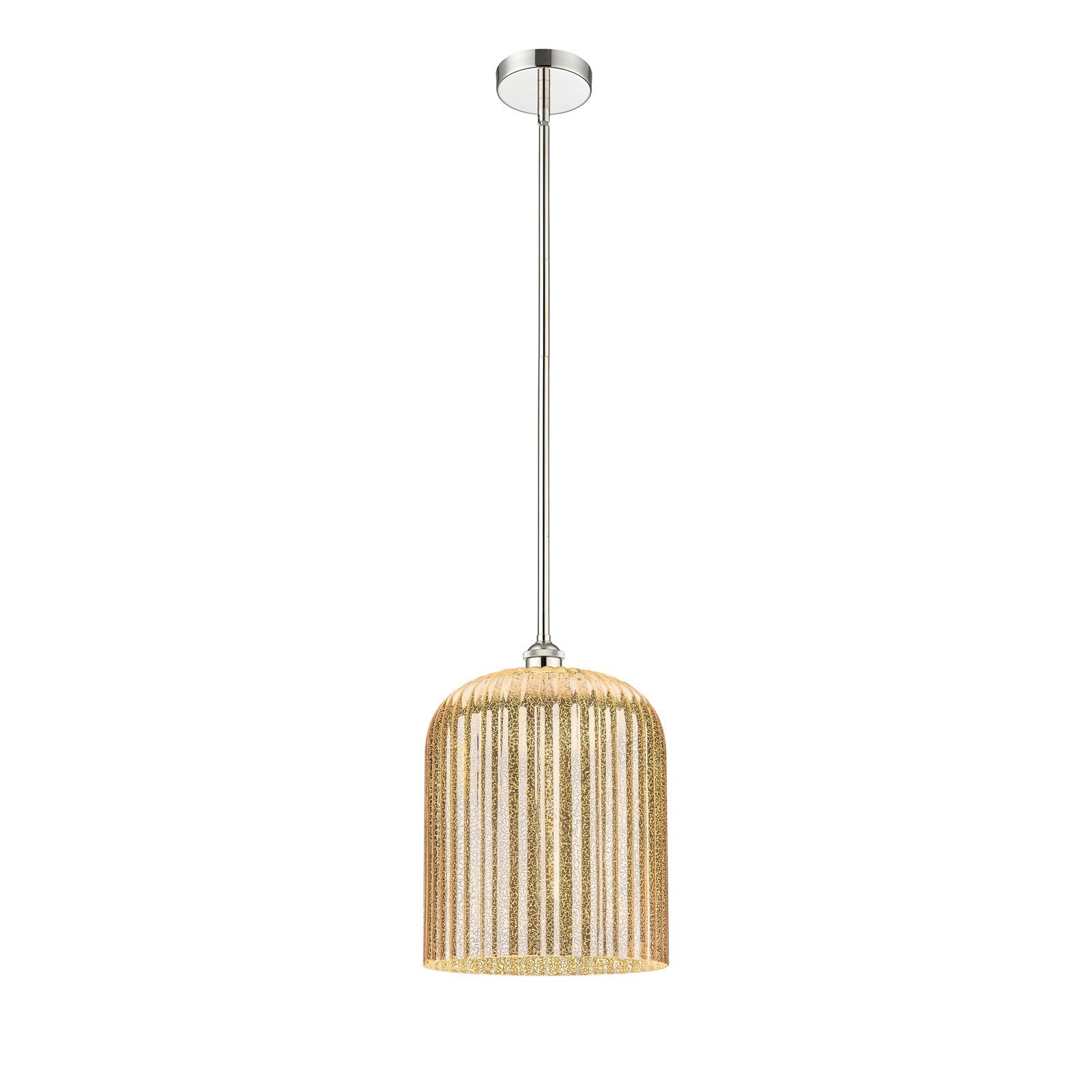 Innovations Bridal Veil 5in 1-Light Mini Pendant | Art Nouveau Polished Nickel Steel and Mercury Ribbed Glass | Kitchen Island | Model 616-1S-PN-G559-12ME