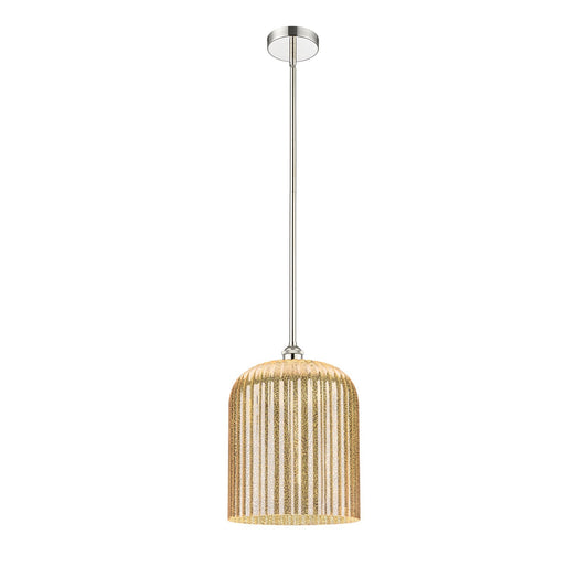 Innovations Bridal Veil 5in 1-Light Mini Pendant | Art Nouveau Polished Nickel Steel and Mercury Ribbed Glass | Kitchen Island | Model 616-1S-PN-G559-12ME