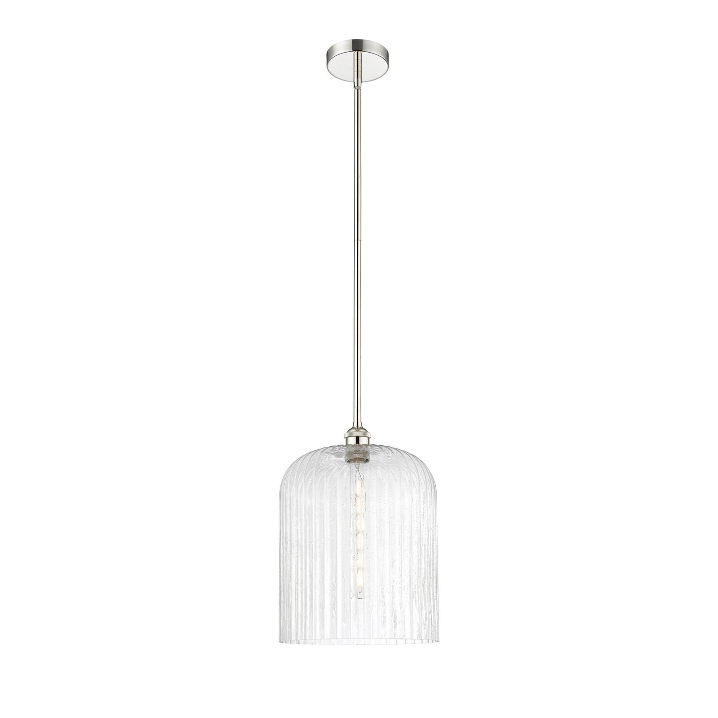 Innovations Bridal Veil 5in 1-Light Mini Pendant | Art Nouveau Polished Nickel and Seedy Ribbed Glass | Kitchen Island & | Model 616-1S-PN-G559-12SDY