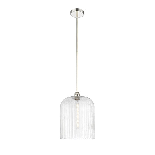 Innovations Bridal Veil 5in 1-Light Mini Pendant | Art Nouveau Polished Nickel and Seedy Ribbed Glass | Kitchen Island & | Model 616-1S-PN-G559-12SDY