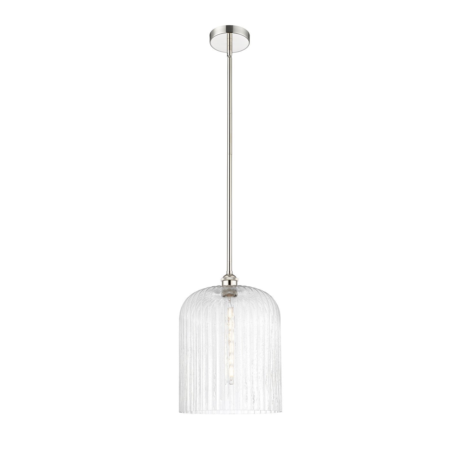 Innovations Bridal Veil 5in 1-Light Mini Pendant | Art Nouveau Polished Nickel and Seedy Ribbed Glass | Kitchen Island & | Model 616-1S-PN-G559-12SDY