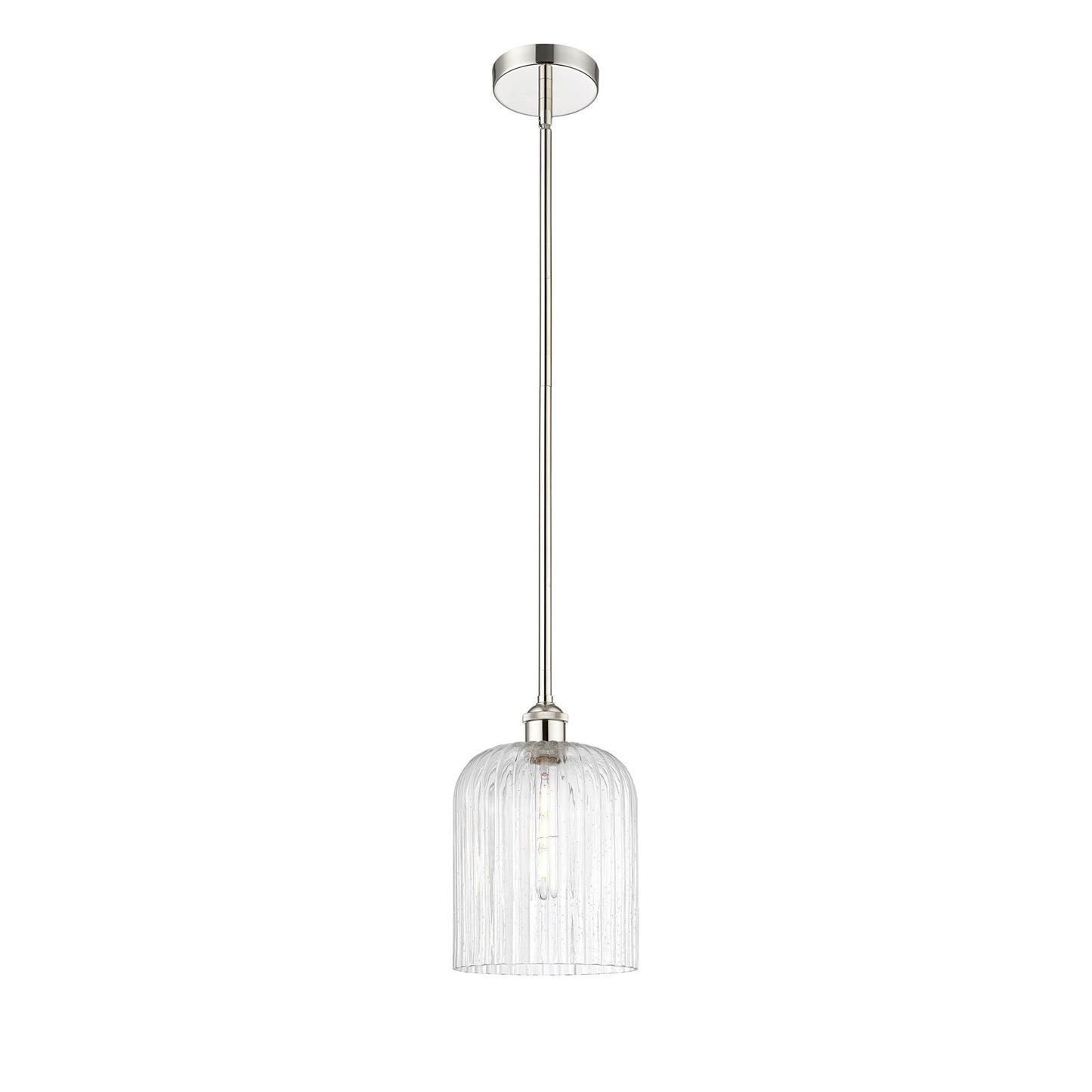 Innovations Bridal Veil 5in 1-Light Mini Pendant | Art Nouveau Polished Nickel Steel and Seedy Ribbed Glass | Kitchen Island & | Model 616-1S-PN-G559-8SDY