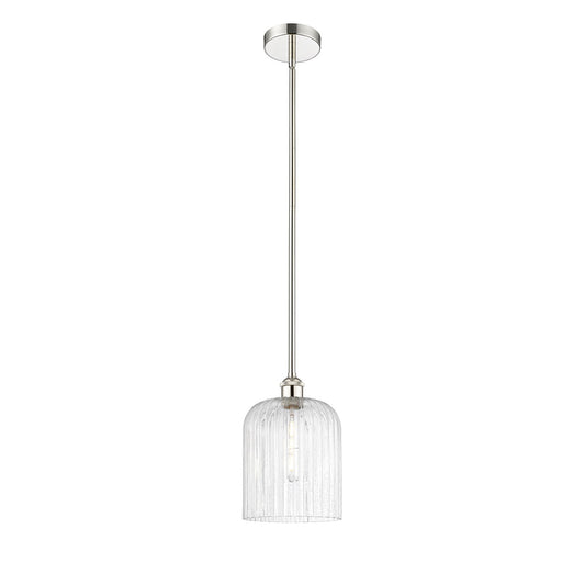 Innovations Bridal Veil 5in 1-Light Mini Pendant | Art Nouveau Polished Nickel Steel and Seedy Ribbed Glass | Kitchen Island & | Model 616-1S-PN-G559-8SDY