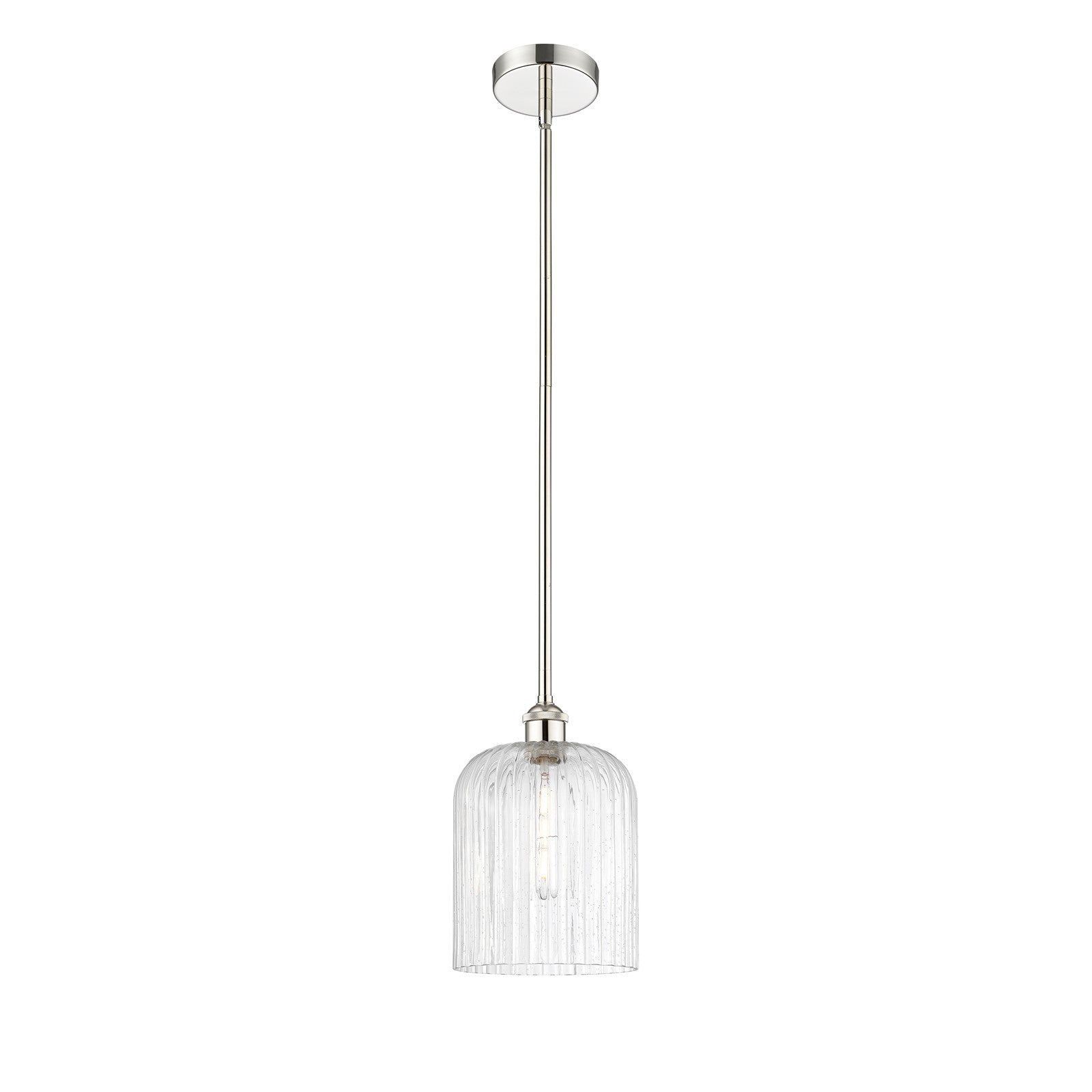 Innovations Bridal Veil 5in 1-Light Mini Pendant | Art Nouveau Polished Nickel Steel and Seedy Ribbed Glass | Kitchen Island & | Model 616-1S-PN-G559-8SDY