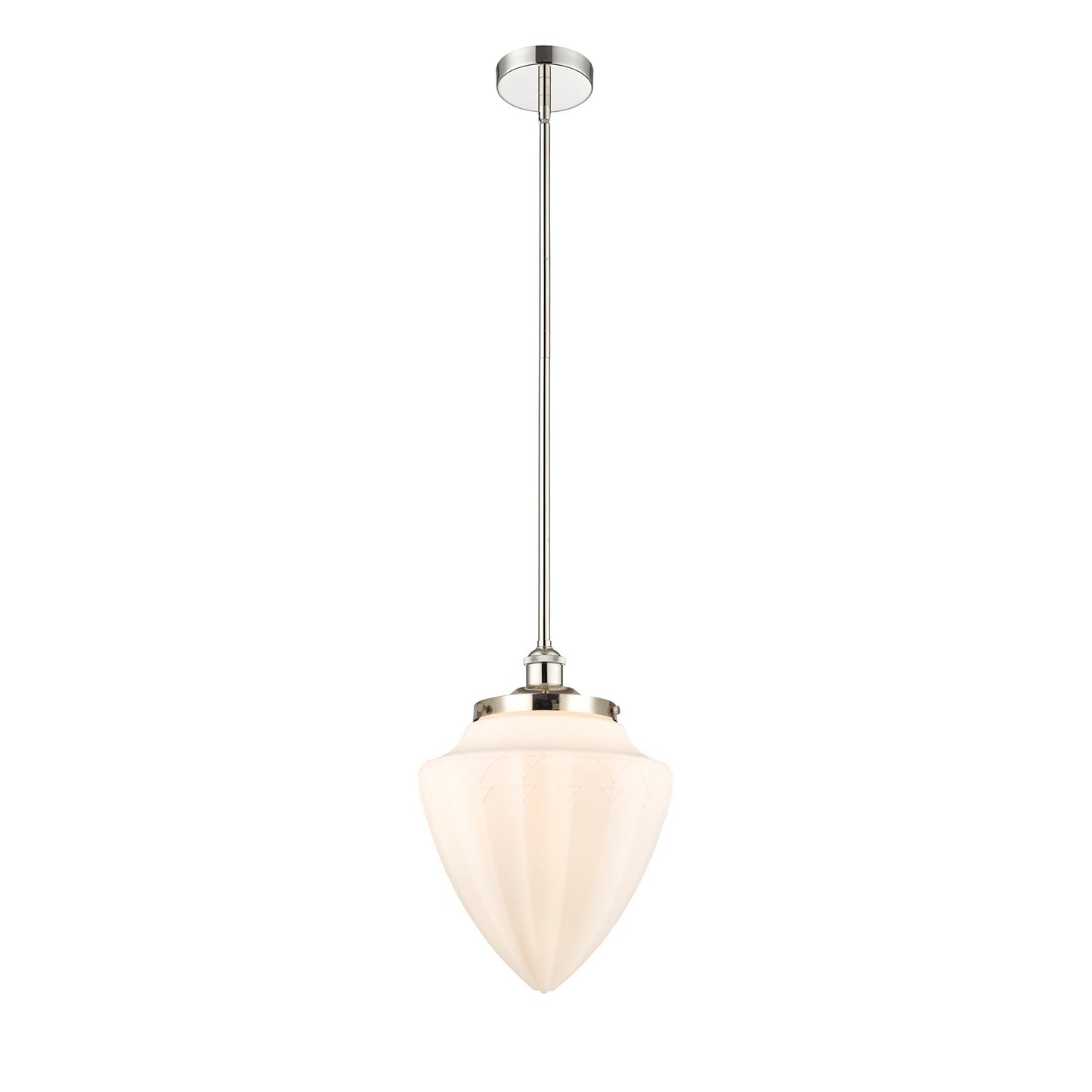 Innovations Bridgeton 12in 1-Light Mini Pendant | Traditional Polished Nickel and Matte White Frosted Glass | Kitchen Island & | Model 616-1S-PN-G661-12
