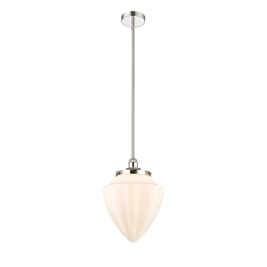 Innovations Bridgeton 12in 1-Light Mini Pendant | Traditional Polished Nickel and Matte White Frosted Glass | Kitchen Island & | Model 616-1S-PN-G661-12