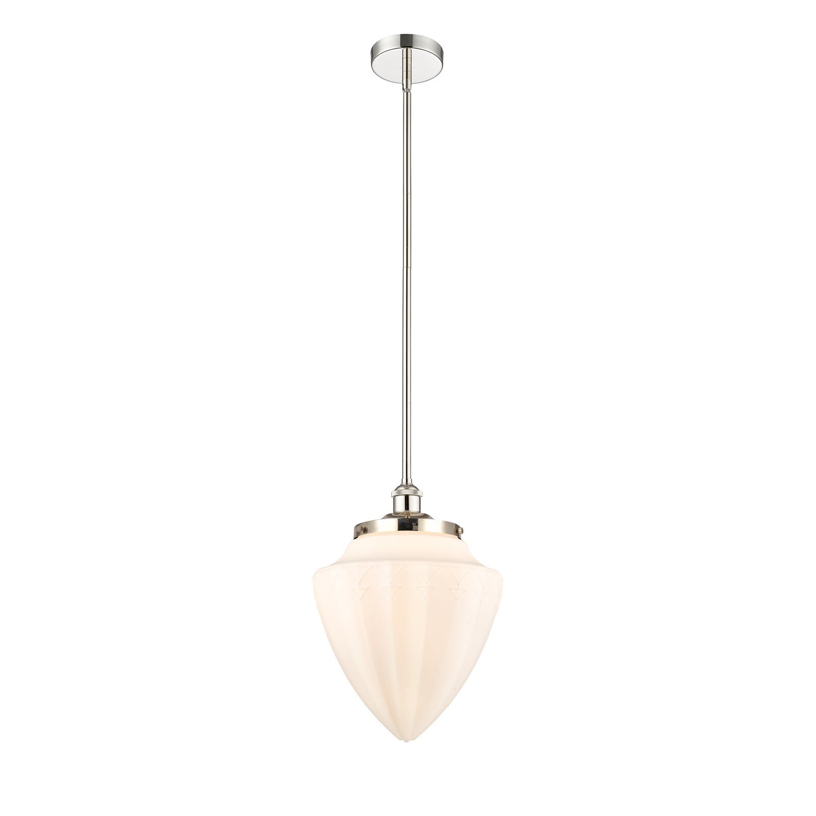 Innovations Bridgeton 12in 1-Light Mini Pendant | Traditional Polished Nickel and Matte White Frosted Glass | Kitchen Island & | Model 616-1S-PN-G661-12
