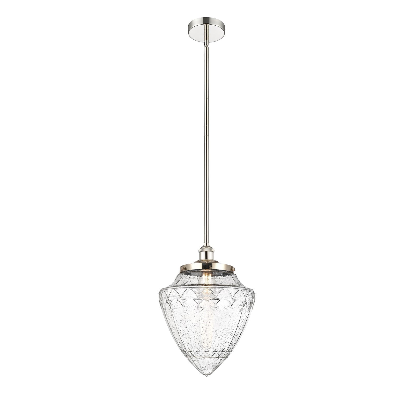 Innovations Bridgeton 12in 1-Light Mini Pendant | Traditional Polished Nickel Steel and Seedy Glass | Kitchen Island & Dining | Model 616-1S-PN-G664-12