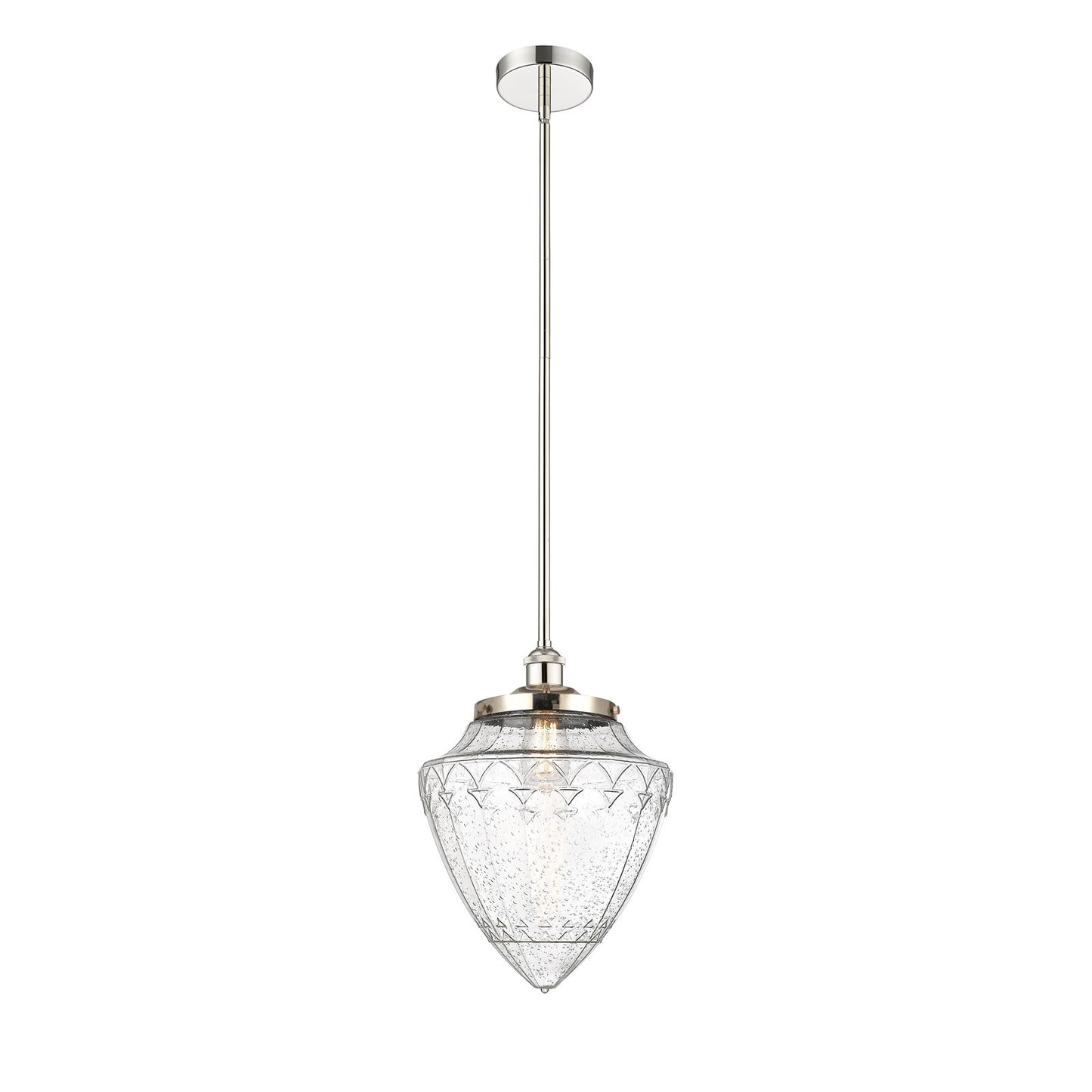 Innovations Bridgeton 12in 1-Light Mini Pendant | Traditional Polished Nickel Steel and Seedy Glass | Kitchen Island & Dining | Model 616-1S-PN-G664-12