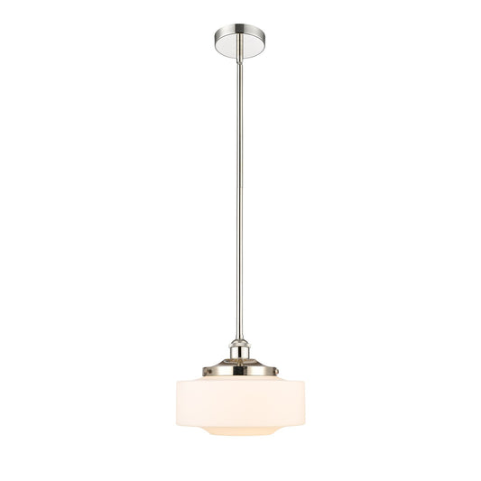 Innovations Bridgeton 12in 1-Light Mini Pendant | Traditional Polished Nickel and Matte White Frosted Glass | Kitchen Island & | Model 616-1S-PN-G691-12