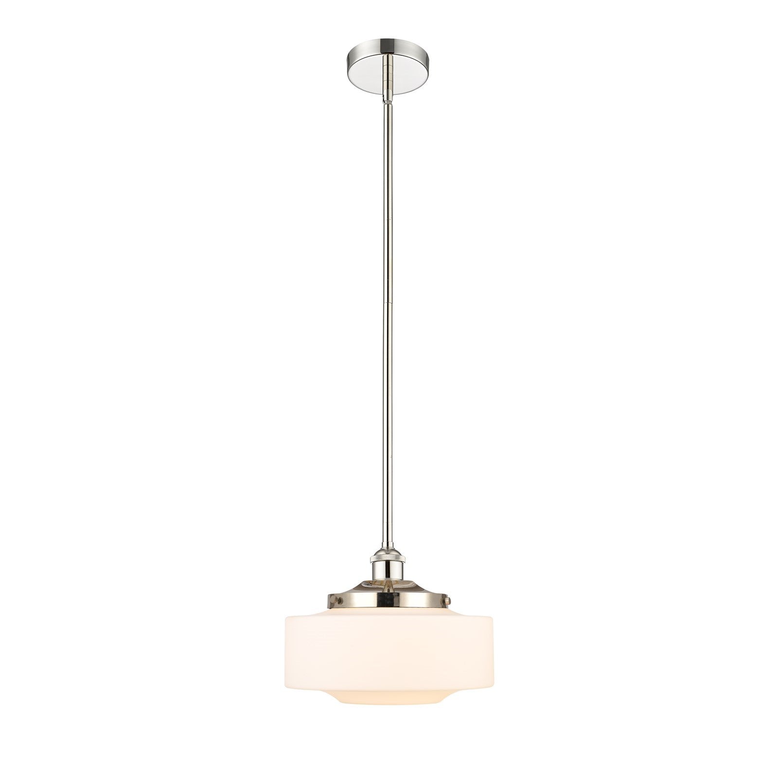 Innovations Bridgeton 12in 1-Light Mini Pendant | Traditional Polished Nickel and Matte White Frosted Glass | Kitchen Island & | Model 616-1S-PN-G691-12