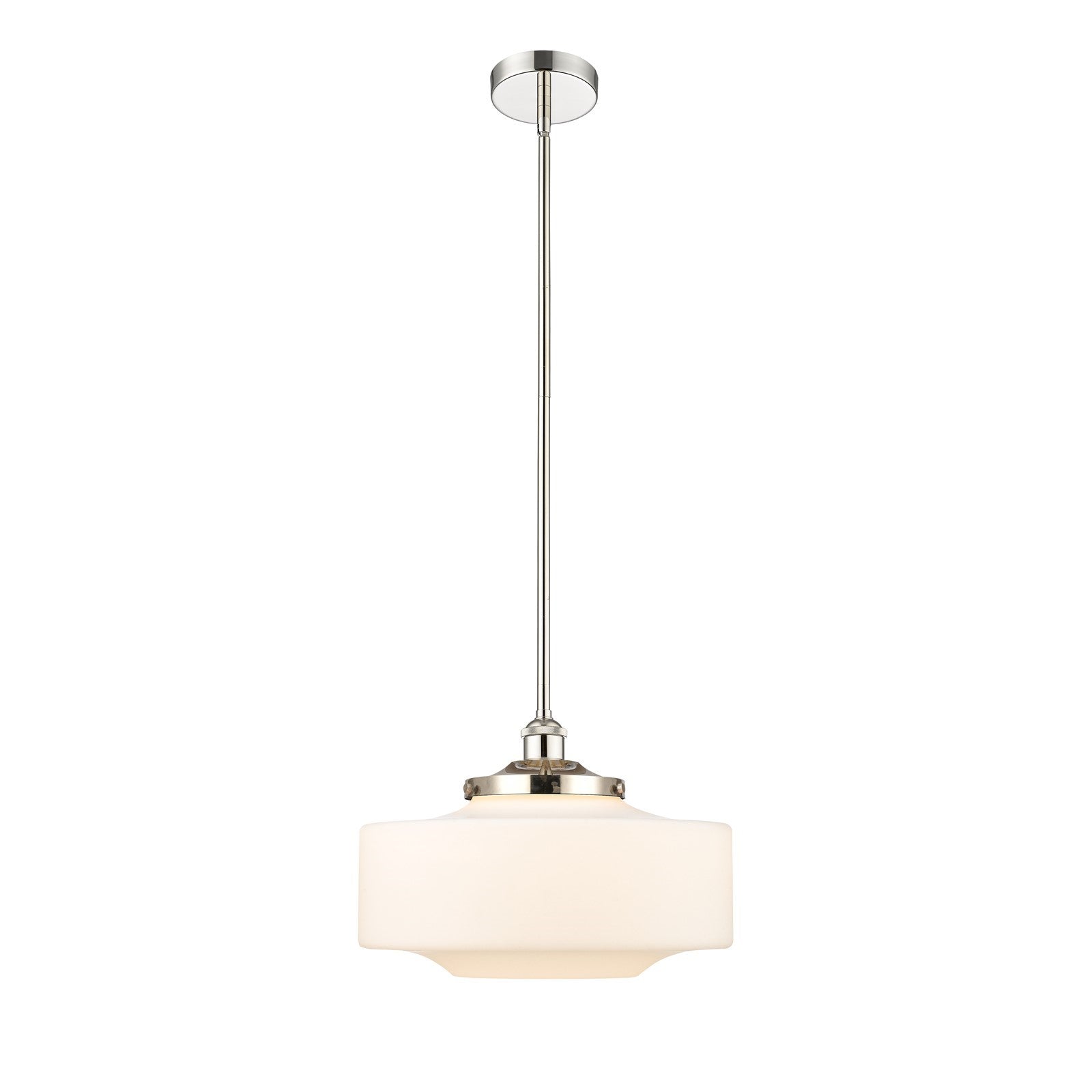 Innovations Bridgeton 16in 1-Light Mini Pendant | Traditional Polished Nickel and Matte White Frosted Glass | Kitchen Island & | Model 616-1S-PN-G691-16
