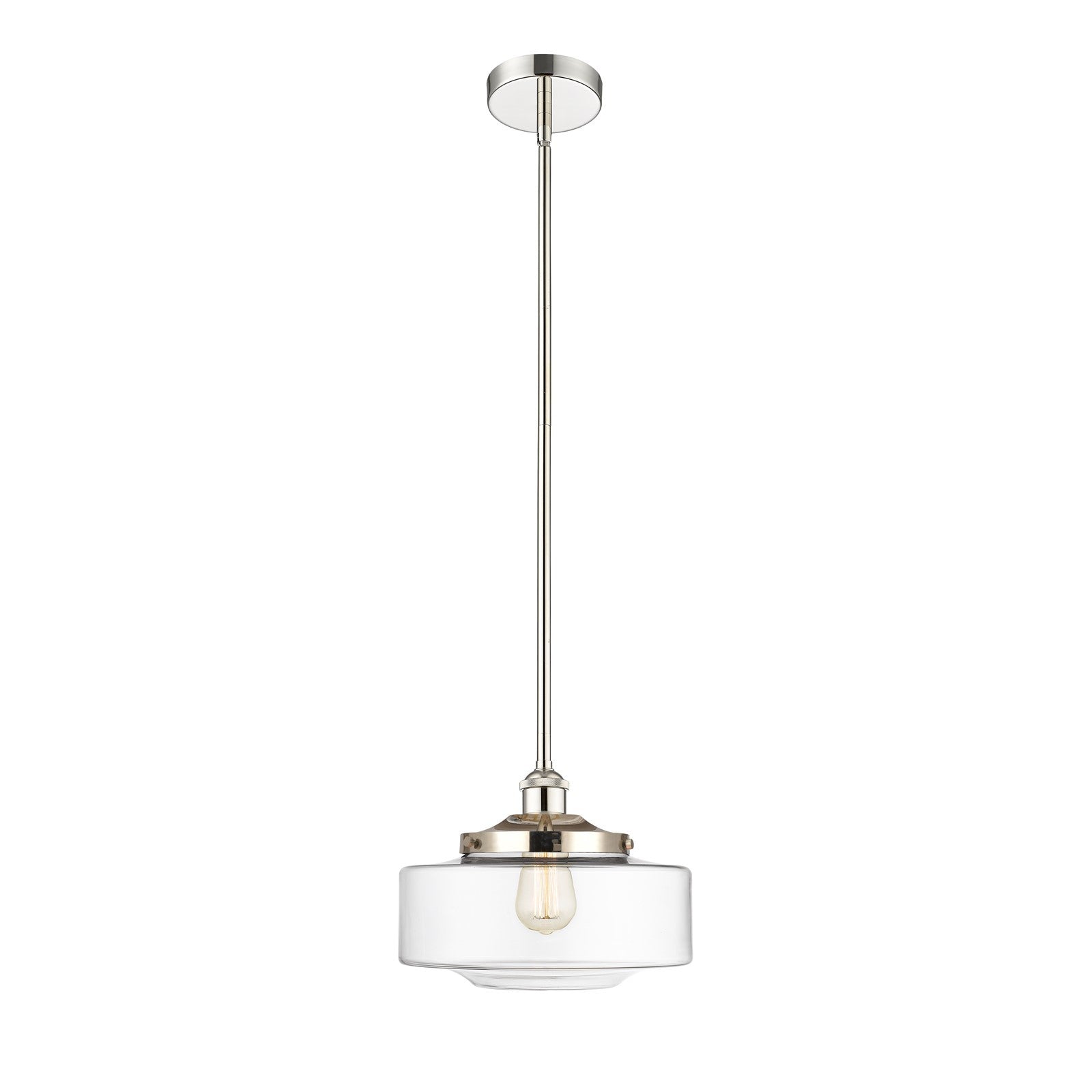 Innovations Bridgeton 12in 1-Light Mini Pendant | Traditional Polished Nickel and Clear Glass | Kitchen Island & Dining Room | Model 616-1S-PN-G692-12