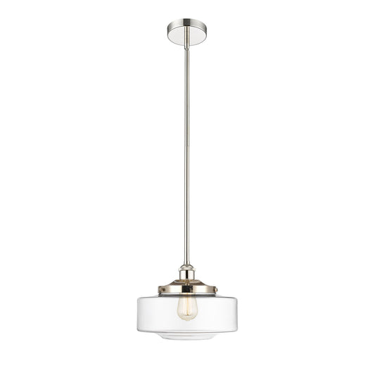 Innovations Bridgeton 12in 1-Light Mini Pendant | Traditional Polished Nickel and Clear Glass | Kitchen Island & Dining Room | Model 616-1S-PN-G692-12