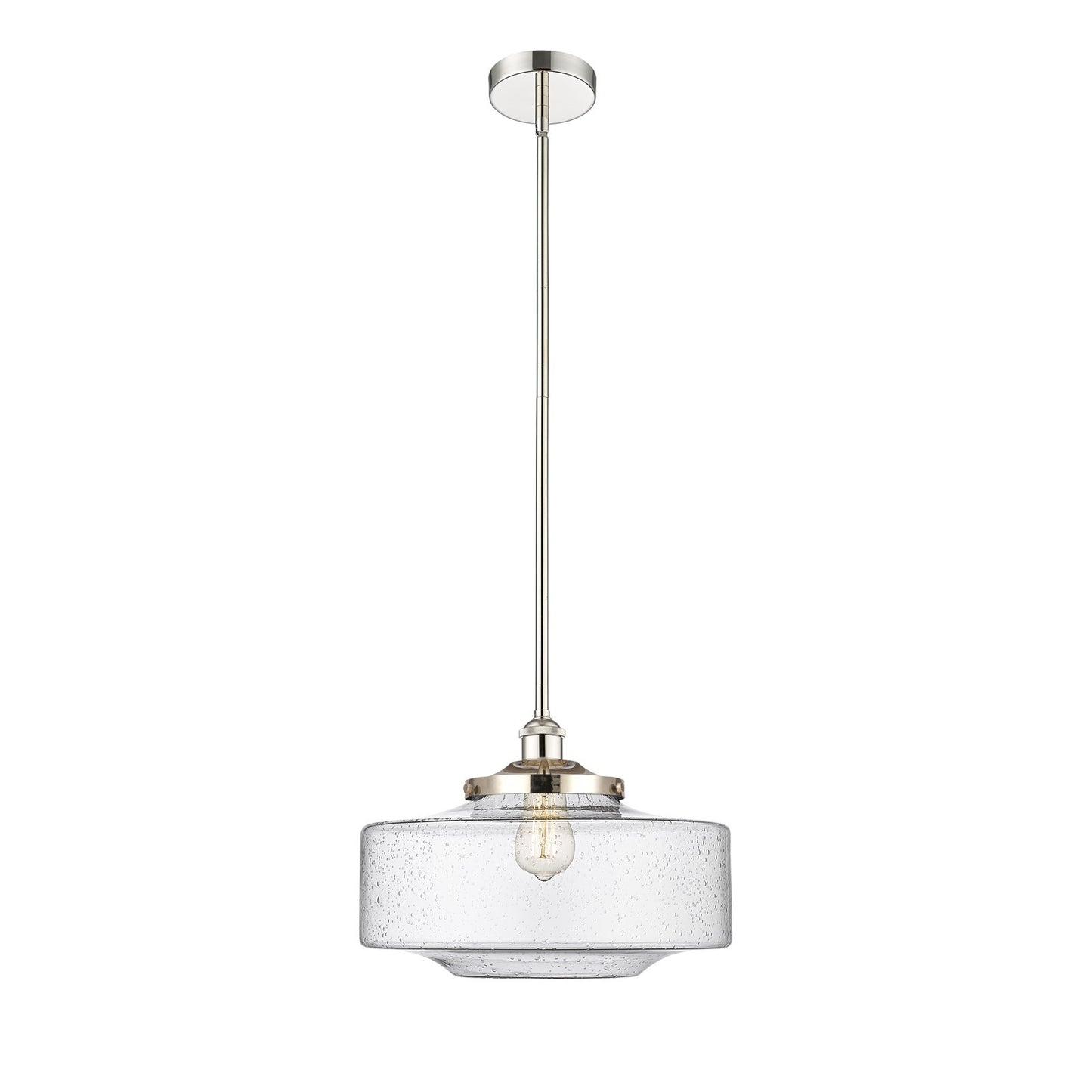Innovations Bridgeton 16in 1-Light Mini Pendant | Traditional Polished Nickel Steel and Seedy Glass | Kitchen Island & Dining | Model 616-1S-PN-G694-16