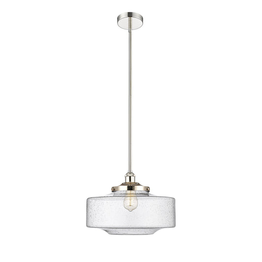 Innovations Bridgeton 16in 1-Light Mini Pendant | Traditional Polished Nickel Steel and Seedy Glass | Kitchen Island & Dining | Model 616-1S-PN-G694-16