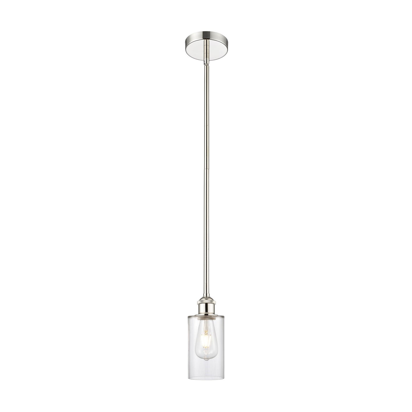 Innovations Clymer 4in 1-Light Mini Pendant | Art Nouveau Polished Nickel and Clear Glass | Kitchen Island & Dining Room | 600 | Model 616-1S-PN-G802-LED