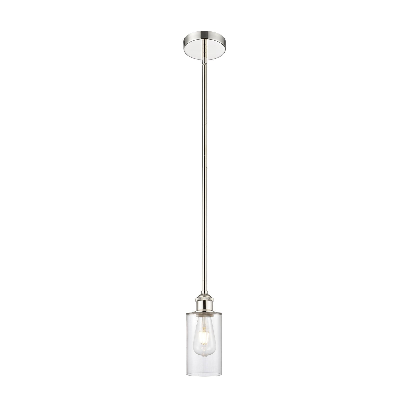 Innovations Clymer 4in 1-Light Mini Pendant | Art Nouveau Polished Nickel and Clear Glass | Kitchen Island & Dining Room | 600 | Model 616-1S-PN-G802-LED