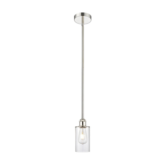 Innovations Clymer 4in 1-Light Mini Pendant | Art Nouveau Polished Nickel and Clear Glass | Kitchen Island & Dining Room | 600 | Model 616-1S-PN-G802-LED