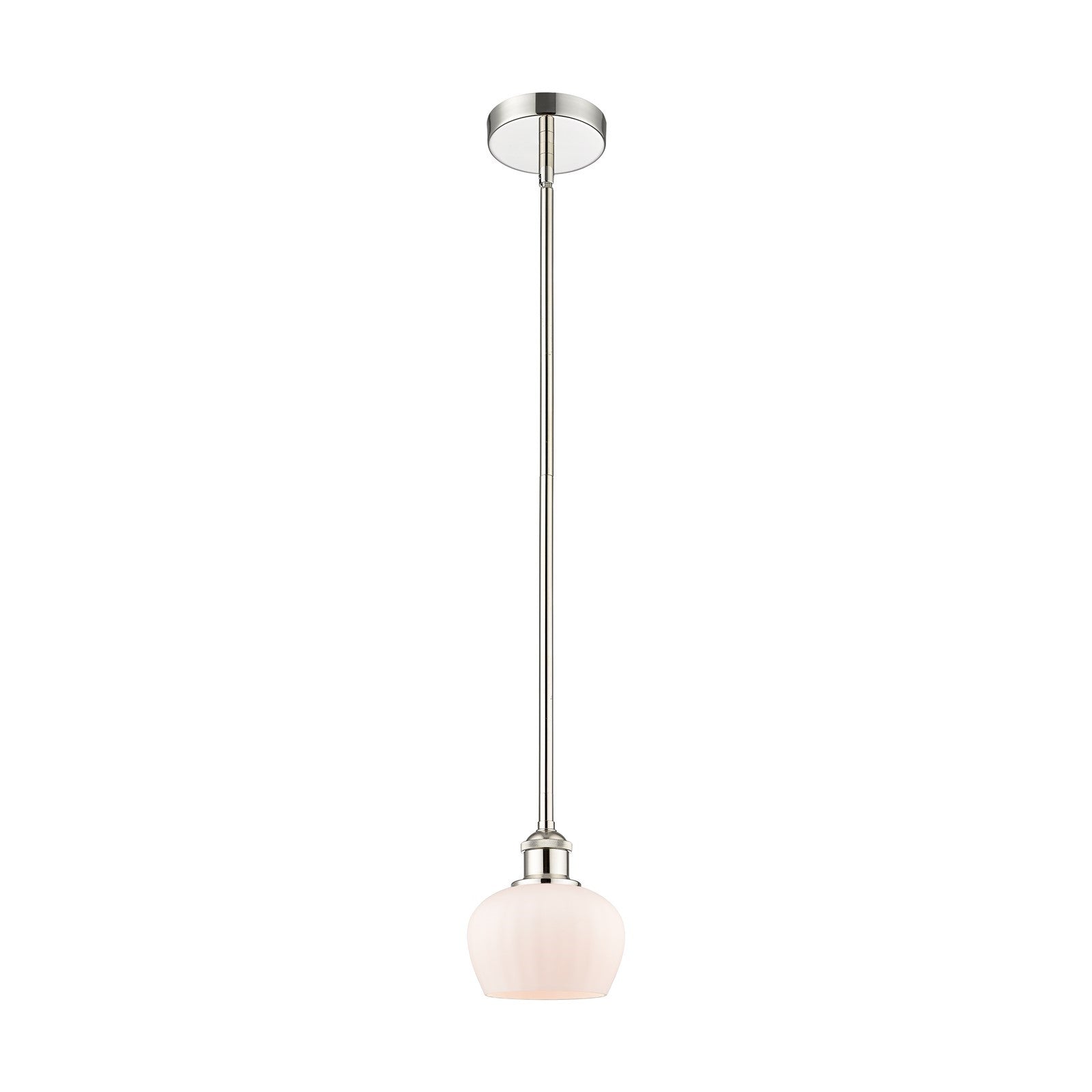 Innovations Fenton 7in 1-Light Mini Pendant | Art Nouveau Industrial Polished Nickel and Matte White Ribbed Glass | Kitchen | Model 616-1S-PN-G91-LED