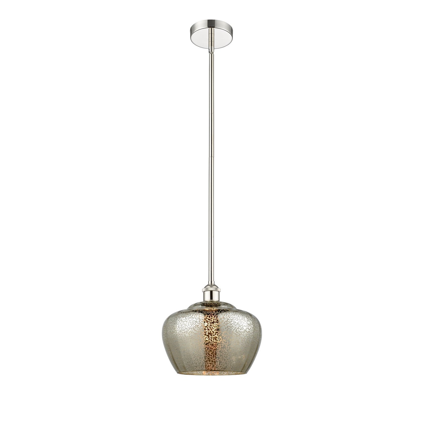 Innovations Fenton 11in 1-Light Mini Pendant | Industrial Polished Nickel and Mercury Ribbed Glass | Kitchen Island & Dining | Model 616-1S-PN-G96-L-LED