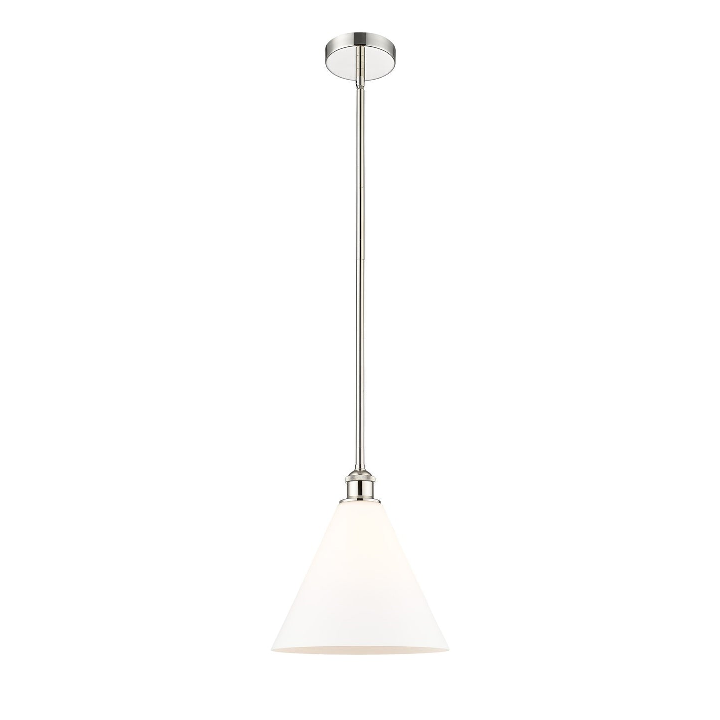 Innovations Berkshire Glass 12in 1-Light Mini Pendant | Industrial Polished Nickel Steel and Matte White Glass | Kitchen Island | Model 616-1S-PN-GBC-121