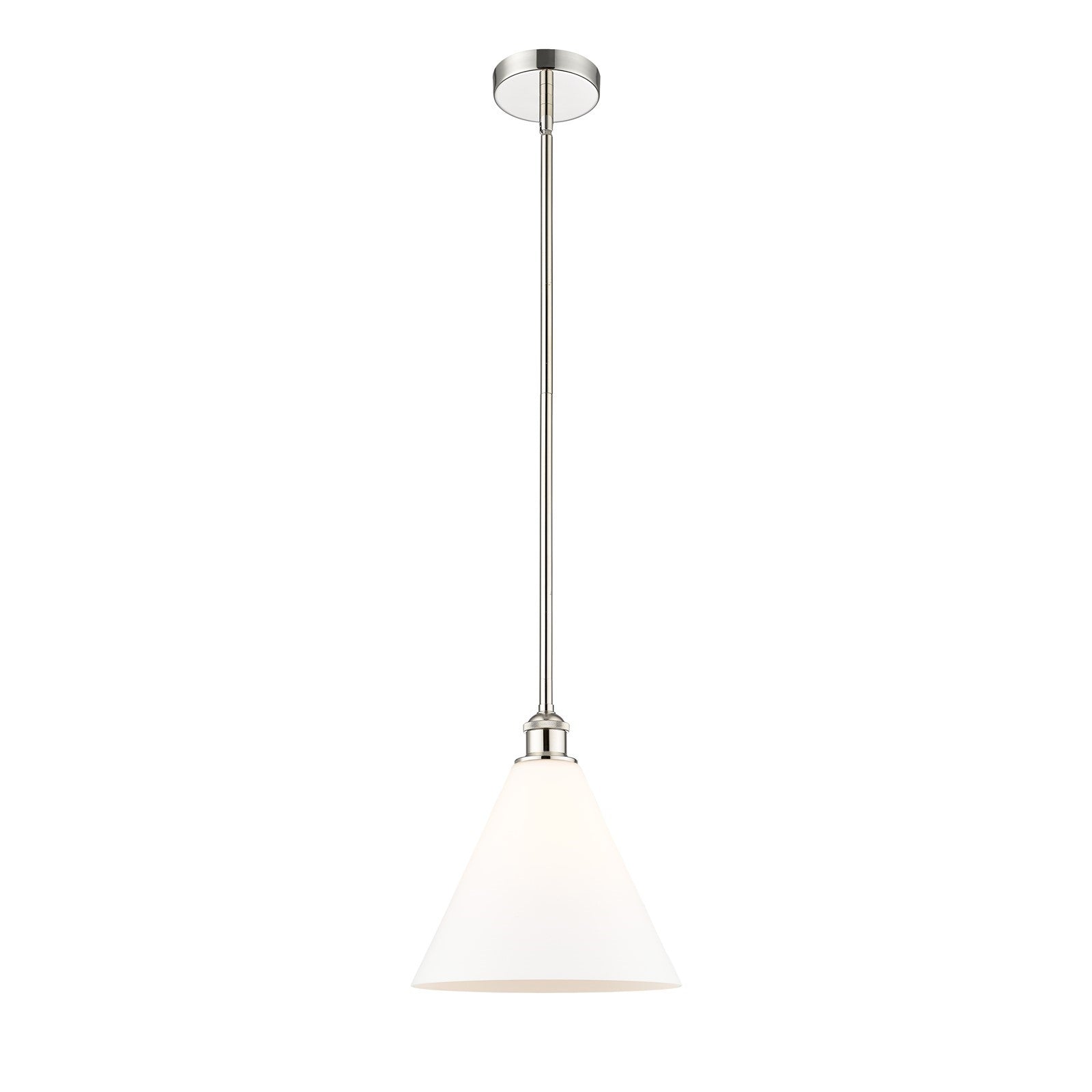 Innovations Berkshire Glass 12in 1-Light Mini Pendant | Industrial Polished Nickel and Matte White Glass | Kitchen Island & | Model 616-1S-PN-GBC-121-LED