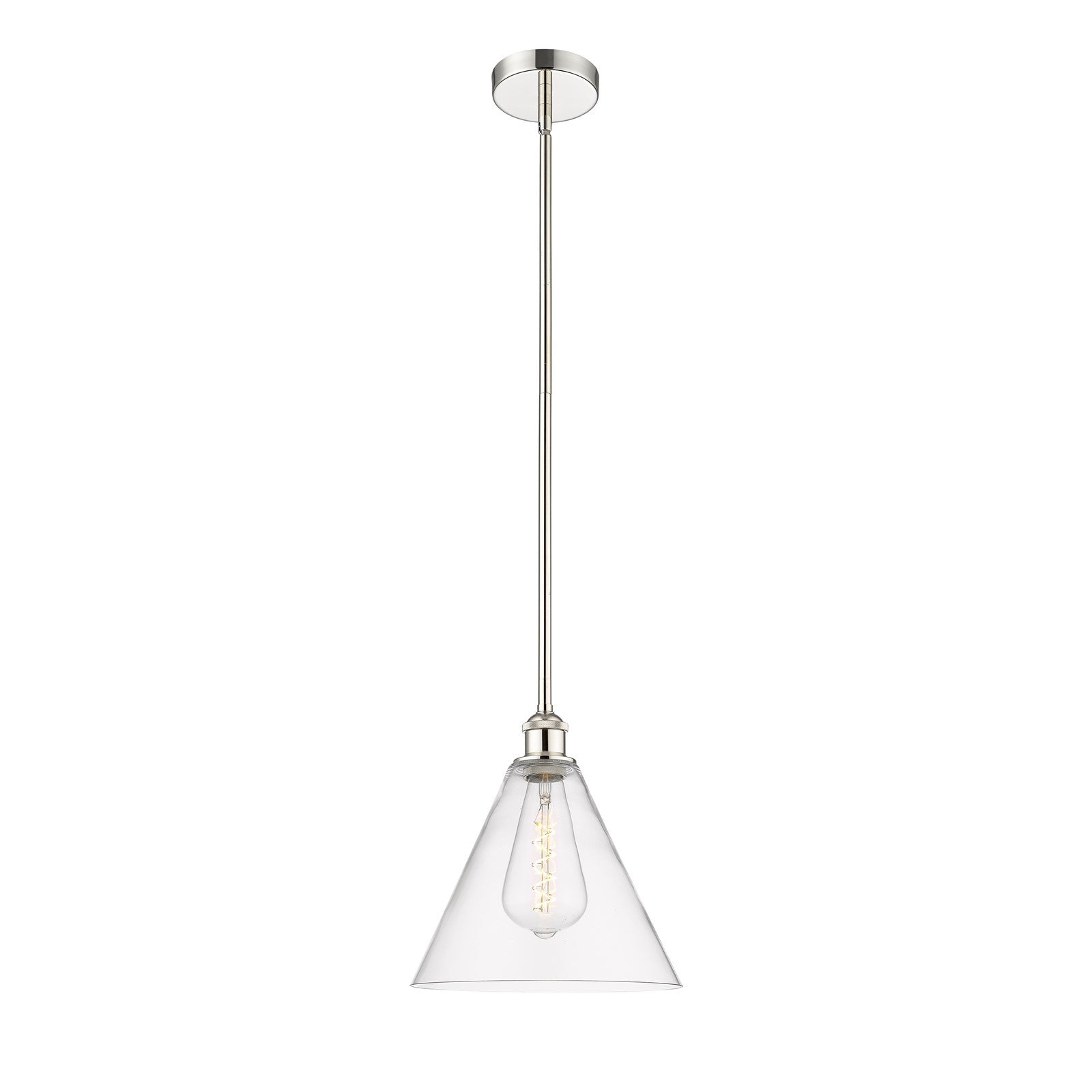 Innovations Berkshire 12in 1-Light Mini Pendant | Industrial Polished Nickel Steel and Clear Glass | Kitchen Island & Dining | Model 616-1S-PN-GBC-122-LED