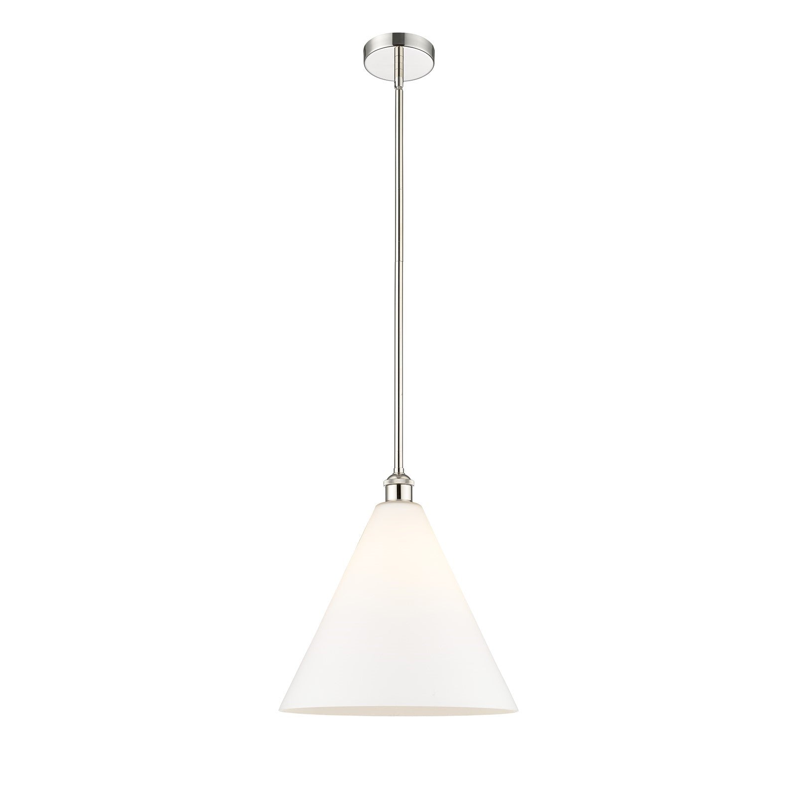 Innovations Berkshire Glass 16in 1-Light Pendant | Industrial Polished Nickel Steel and Matte White Glass | Kitchen Island & | Model 616-1S-PN-GBC-161-LED