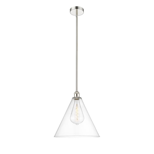 Innovations Berkshire 16in 1-Light Pendant | Industrial Polished Nickel Steel and Clear Glass | Kitchen Island & Dining Room | Model 616-1S-PN-GBC-162-LED