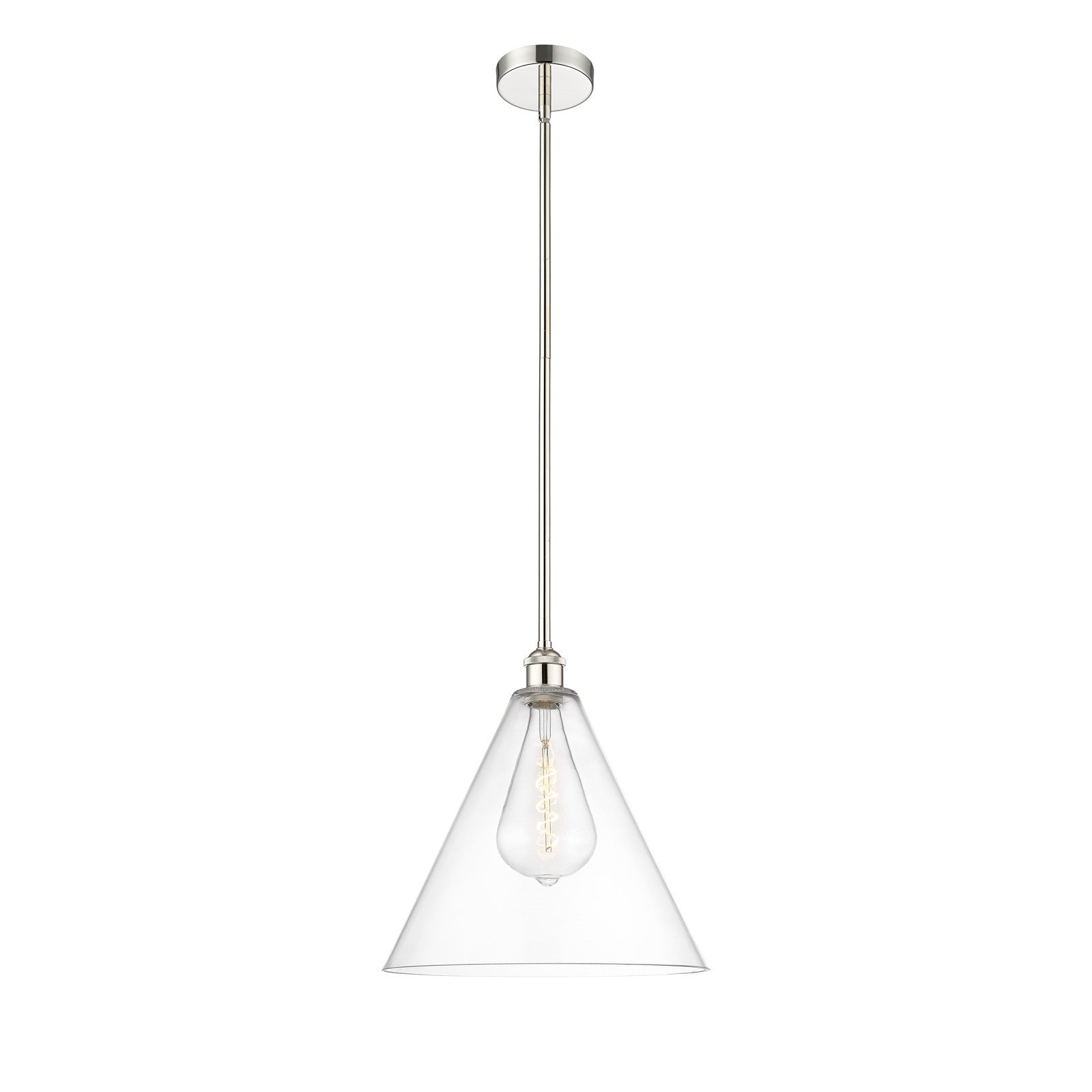 Innovations Berkshire 16in 1-Light Pendant | Industrial Polished Nickel Steel and Clear Glass | Kitchen Island & Dining Room | Model 616-1S-PN-GBC-162-LED