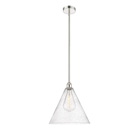 Innovations Berkshire 16in 1-Light Pendant | Industrial Polished Nickel Steel and Seedy Glass | Kitchen Island & Dining Room | Model 616-1S-PN-GBC-164
