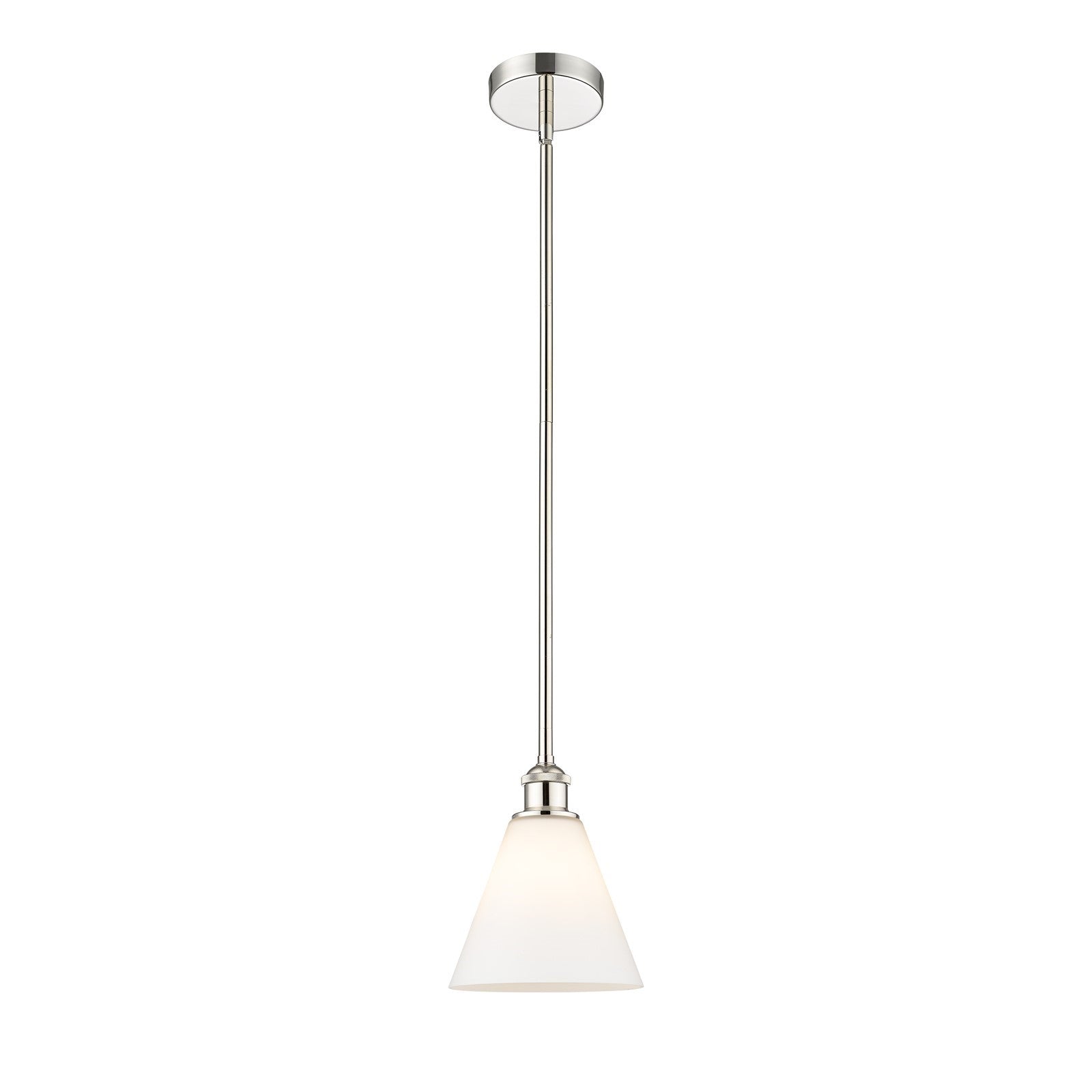 Innovations Berkshire Glass 8in 1-Light Mini Pendant | Industrial Polished Nickel and Matte White Glass | Kitchen Island & Dining | Model 616-1S-PN-GBC-81