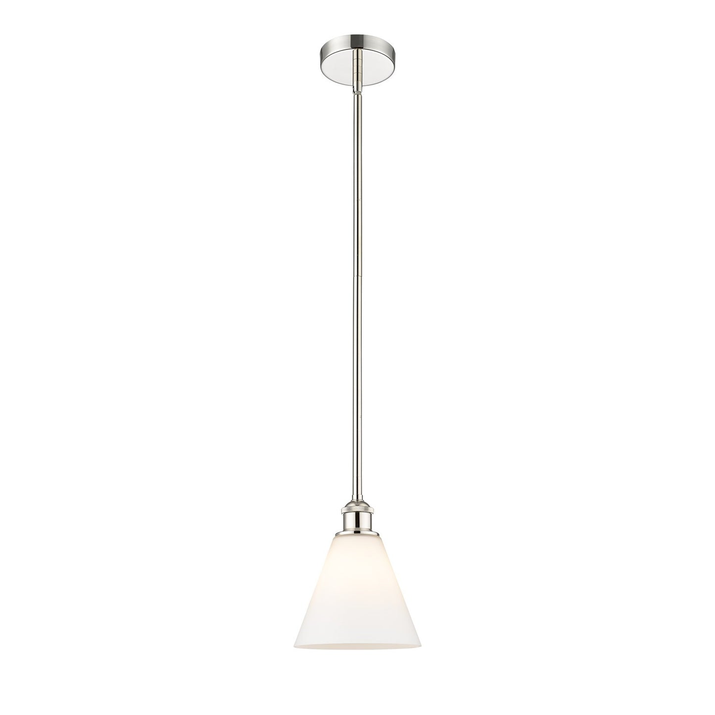 Innovations Berkshire Glass 8in 1-Light Mini Pendant | Industrial Polished Nickel Steel and Matte White Glass | Kitchen | Model 616-1S-PN-GBC-81-LED