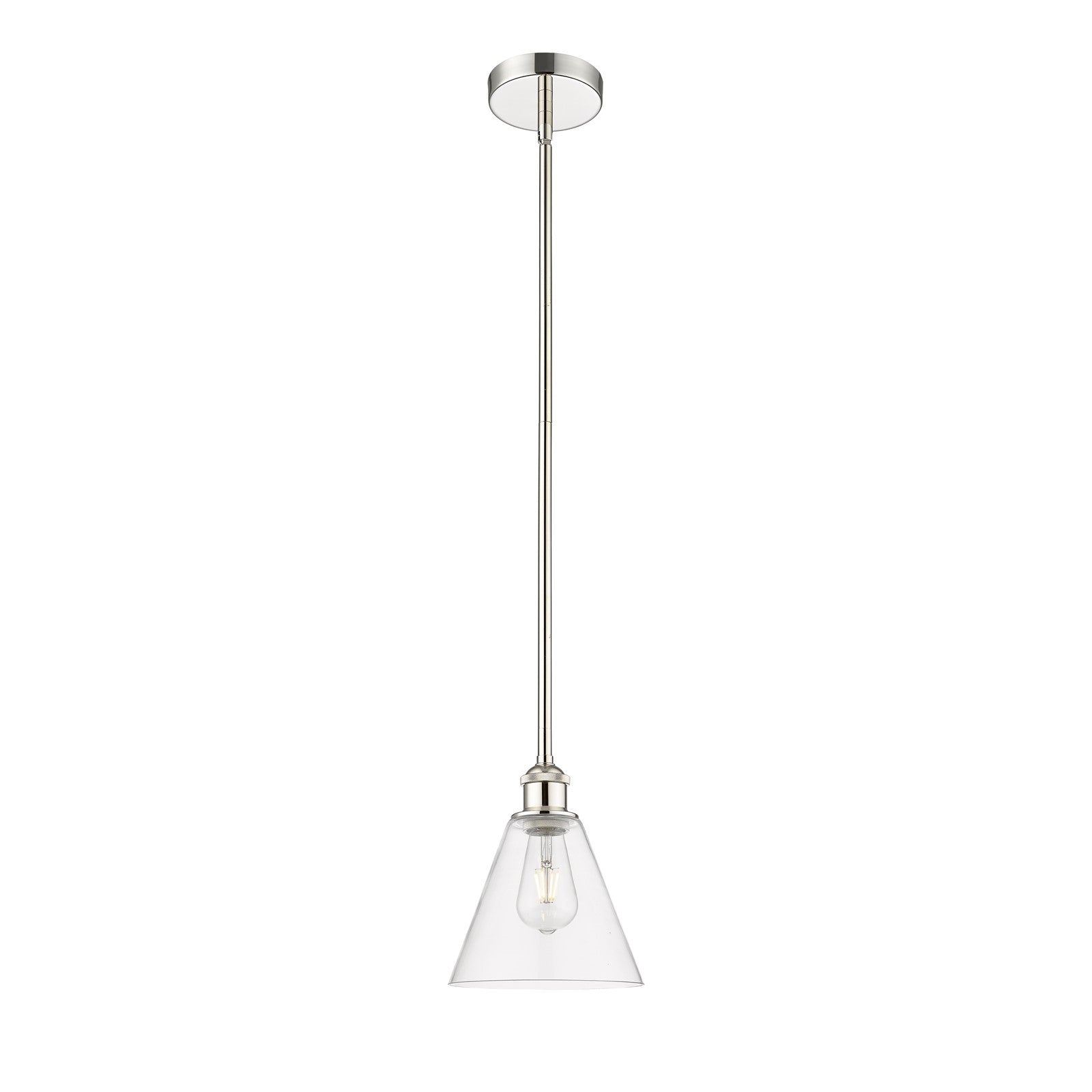 Innovations Berkshire 8in 1-Light Mini Pendant | Industrial Polished Nickel Steel and Clear Glass | Kitchen Island & Dining | Model 616-1S-PN-GBC-82-LED
