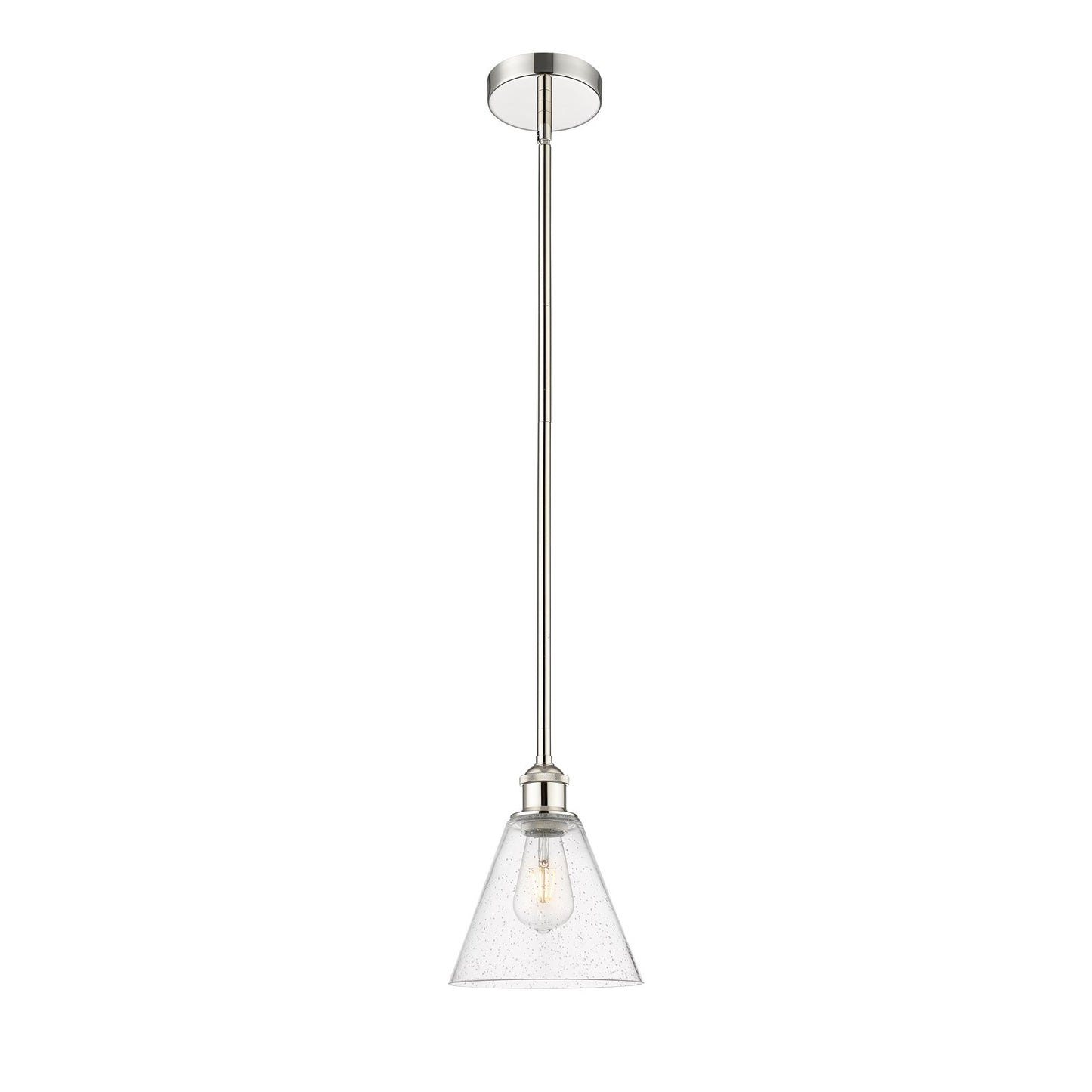 Innovations Berkshire 8in 1-Light Mini Pendant | Industrial Polished Nickel Steel and Seedy Glass | Kitchen Island & Dining | Model 616-1S-PN-GBC-84-LED