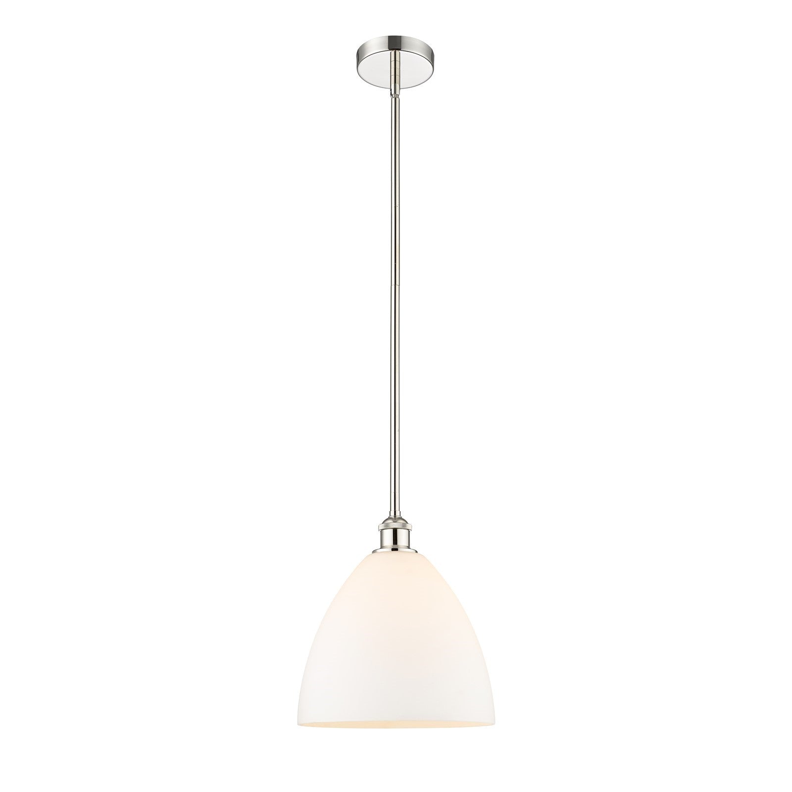 Innovations Bristol 12in 1-Light Mini Pendant | Industrial Polished Nickel Steel and Matte White Glass | Kitchen Island & | Model 616-1S-PN-GBD-121-LED