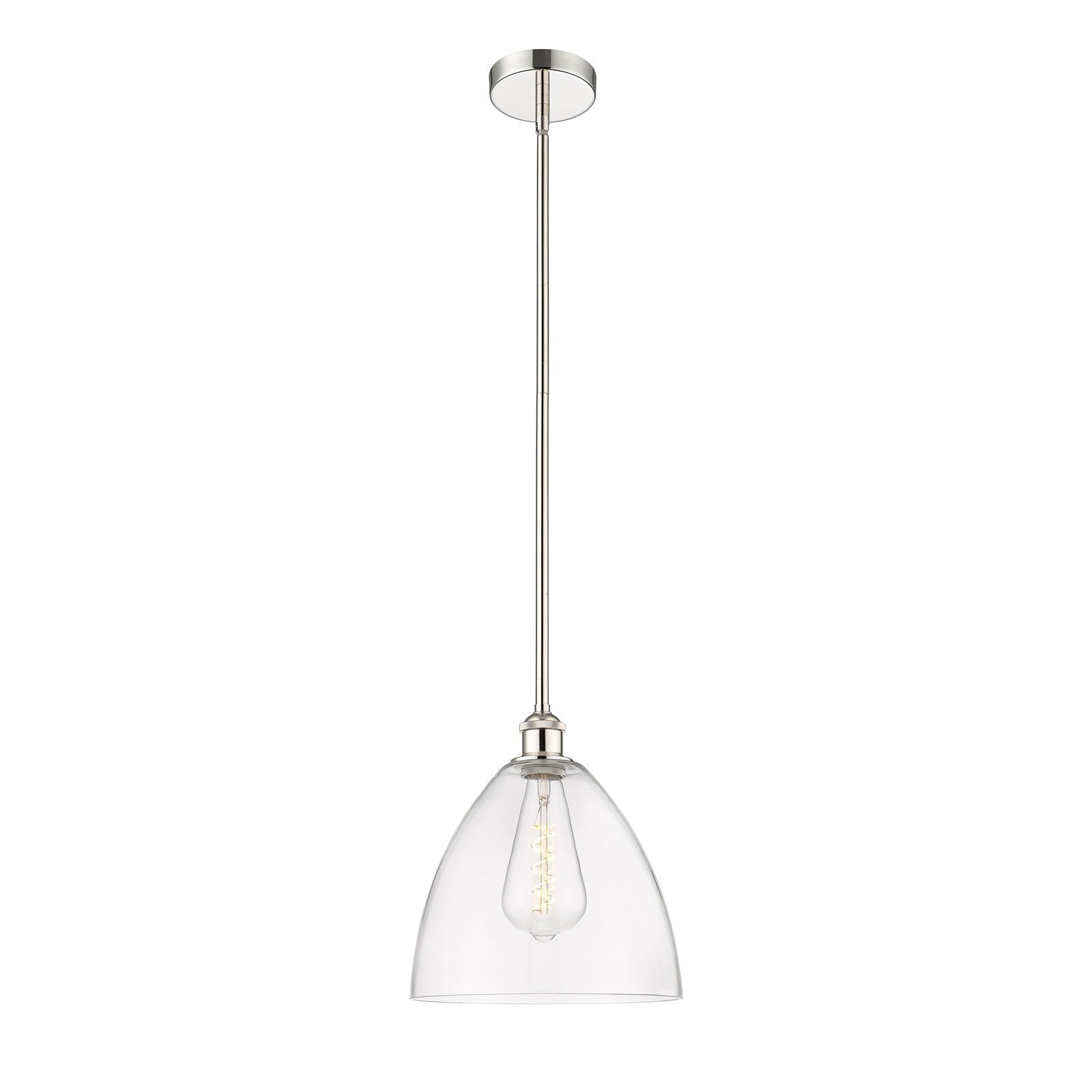 Innovations Bristol 12in 1-Light Mini Pendant | Industrial Polished Nickel Steel and Clear Glass | Kitchen Island & Dining Room | Model 616-1S-PN-GBD-122
