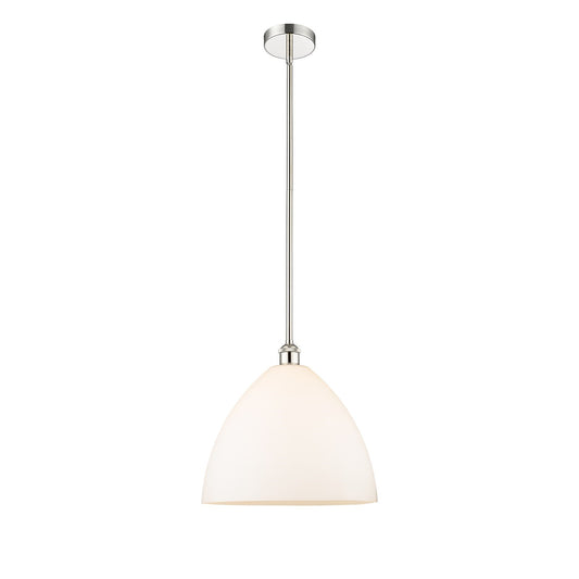 Innovations Bristol 16in 1-Light Pendant | Industrial Polished Nickel and Matte White Glass | Kitchen Island & Dining Room | Model 616-1S-PN-GBD-161