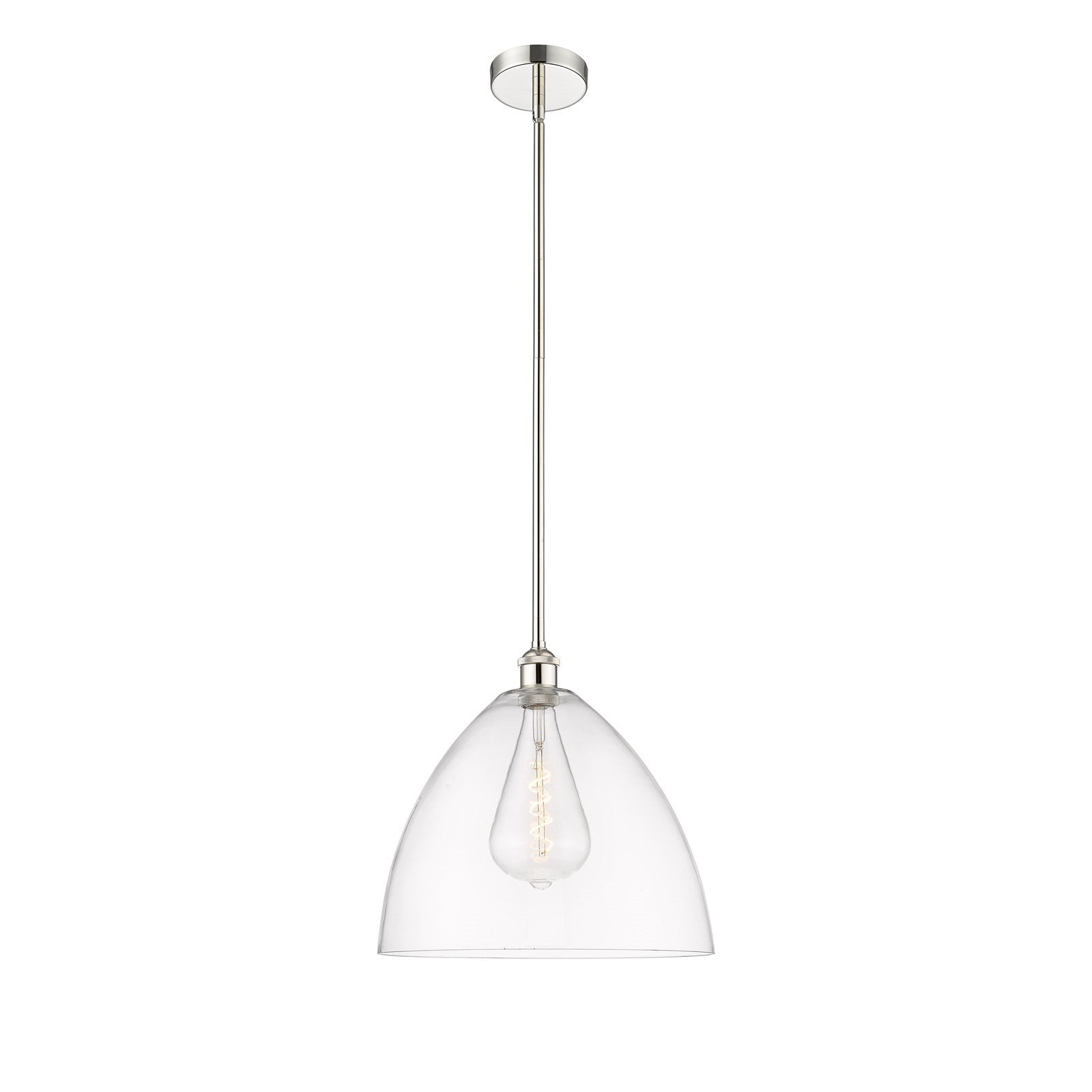 Innovations Bristol 16in 1-Light Pendant | Industrial Polished Nickel Steel and Clear Glass | Kitchen Island & Dining Room | Model 616-1S-PN-GBD-162-LED