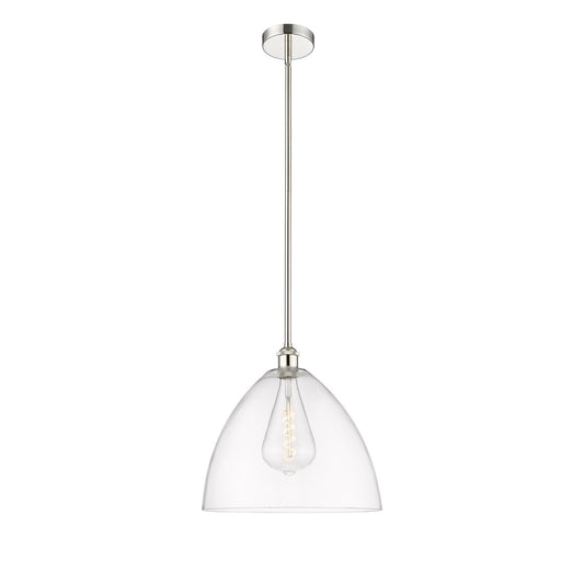 Innovations Bristol 16in 1-Light Pendant | Industrial Polished Nickel Steel and Clear Glass | Kitchen Island & Dining Room | Model 616-1S-PN-GBD-162-LED