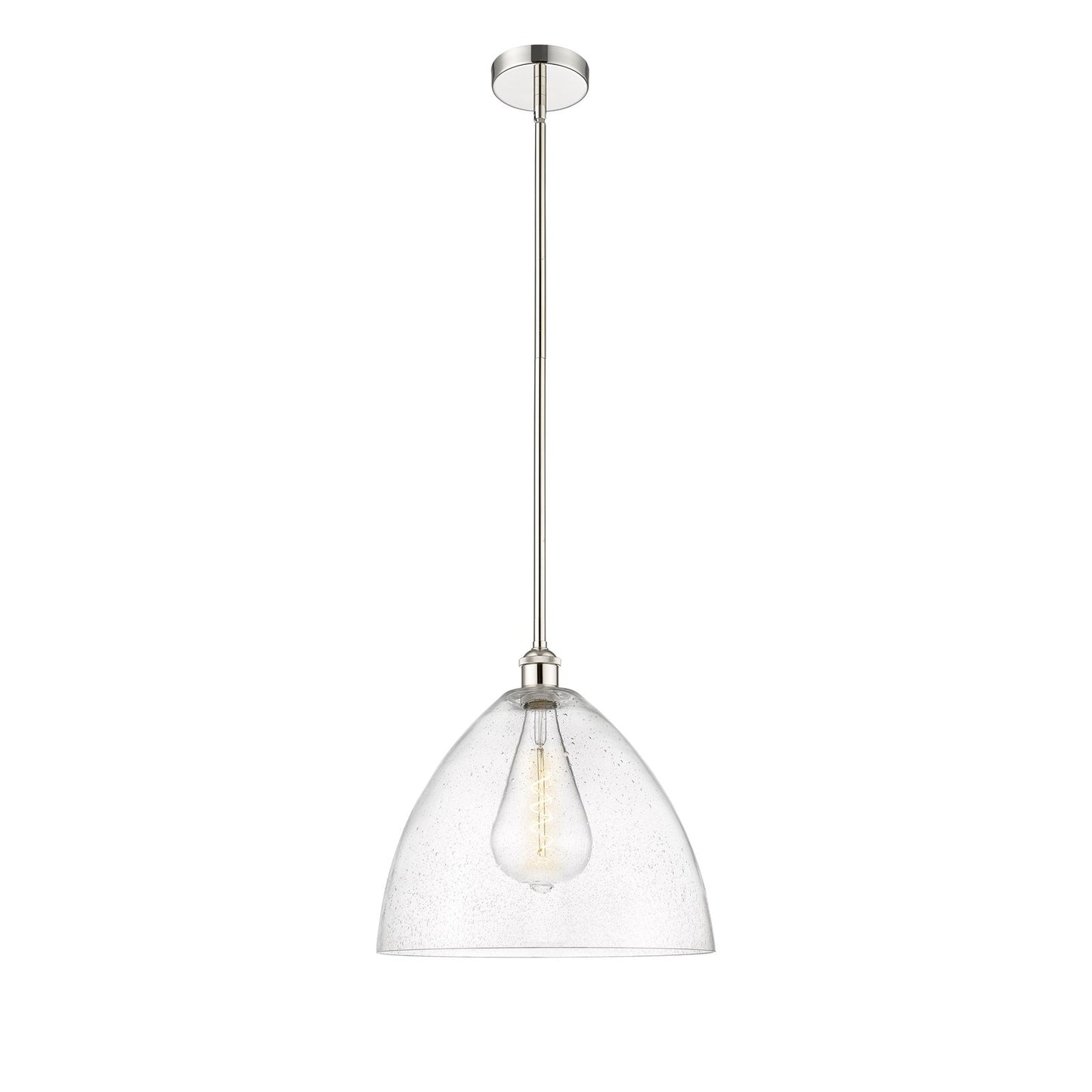 Innovations Bristol 16in 1-Light Pendant | Industrial Polished Nickel Steel and Seedy Glass | Kitchen Island & Dining Room | Model 616-1S-PN-GBD-164