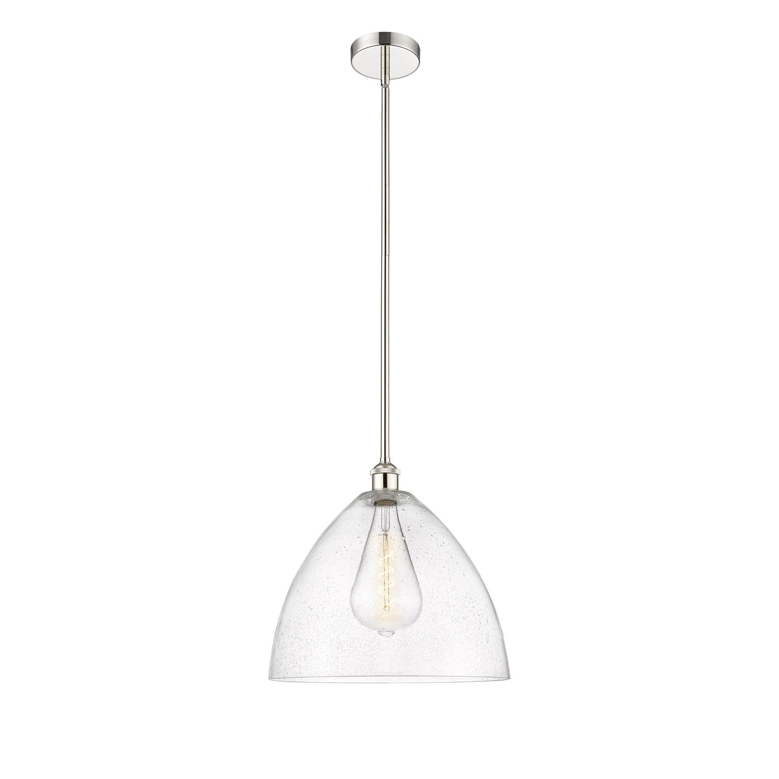 Innovations Bristol 16in 1-Light Pendant | Industrial Polished Nickel Steel and Seedy Glass | Kitchen Island & Dining Room | Model 616-1S-PN-GBD-164-LED