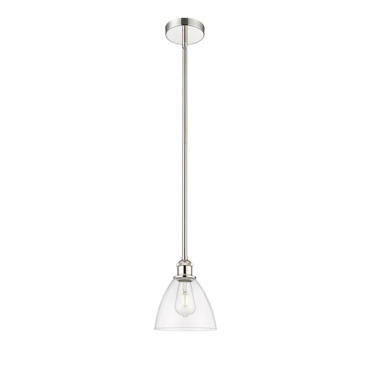 Innovations Bristol 8in 1-Light Mini Pendant | Industrial Polished Nickel Steel and Clear Glass | Kitchen Island & Dining Room | Model 616-1S-PN-GBD-752
