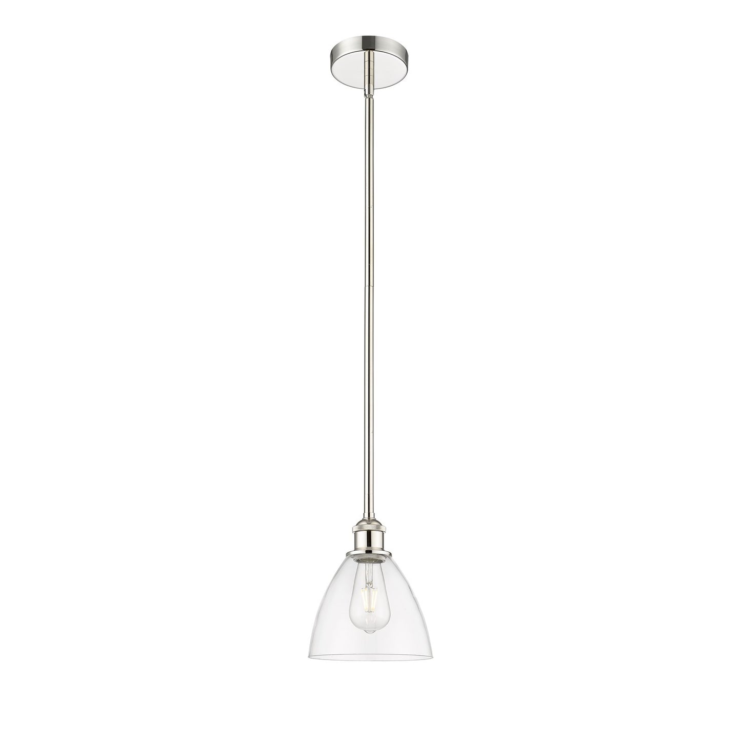 Innovations Bristol 7.5in 1-Light Mini Pendant | Industrial Polished Nickel Steel and Clear Glass | Kitchen Island & Dining | Model 616-1S-PN-GBD-752-LED