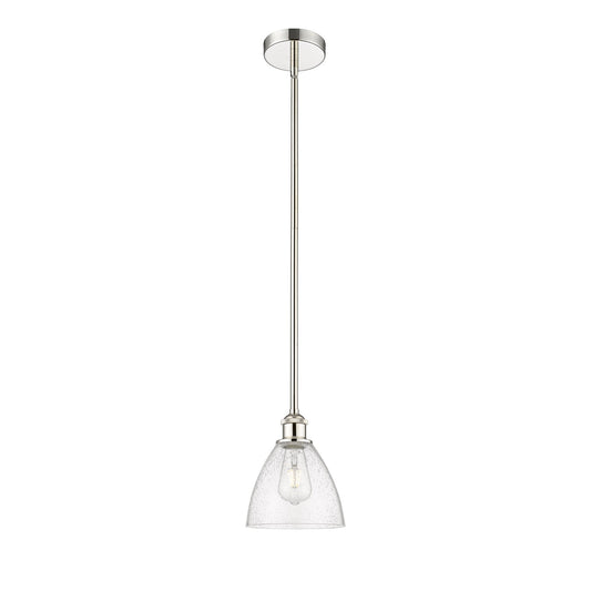 Innovations Bristol 1-Light 7.5in Mini Pendant | Industrial Polished Nickel Steel and Seedy Glass | Kitchen Island & Dining Room | Model 616-1S-PN-GBD-754