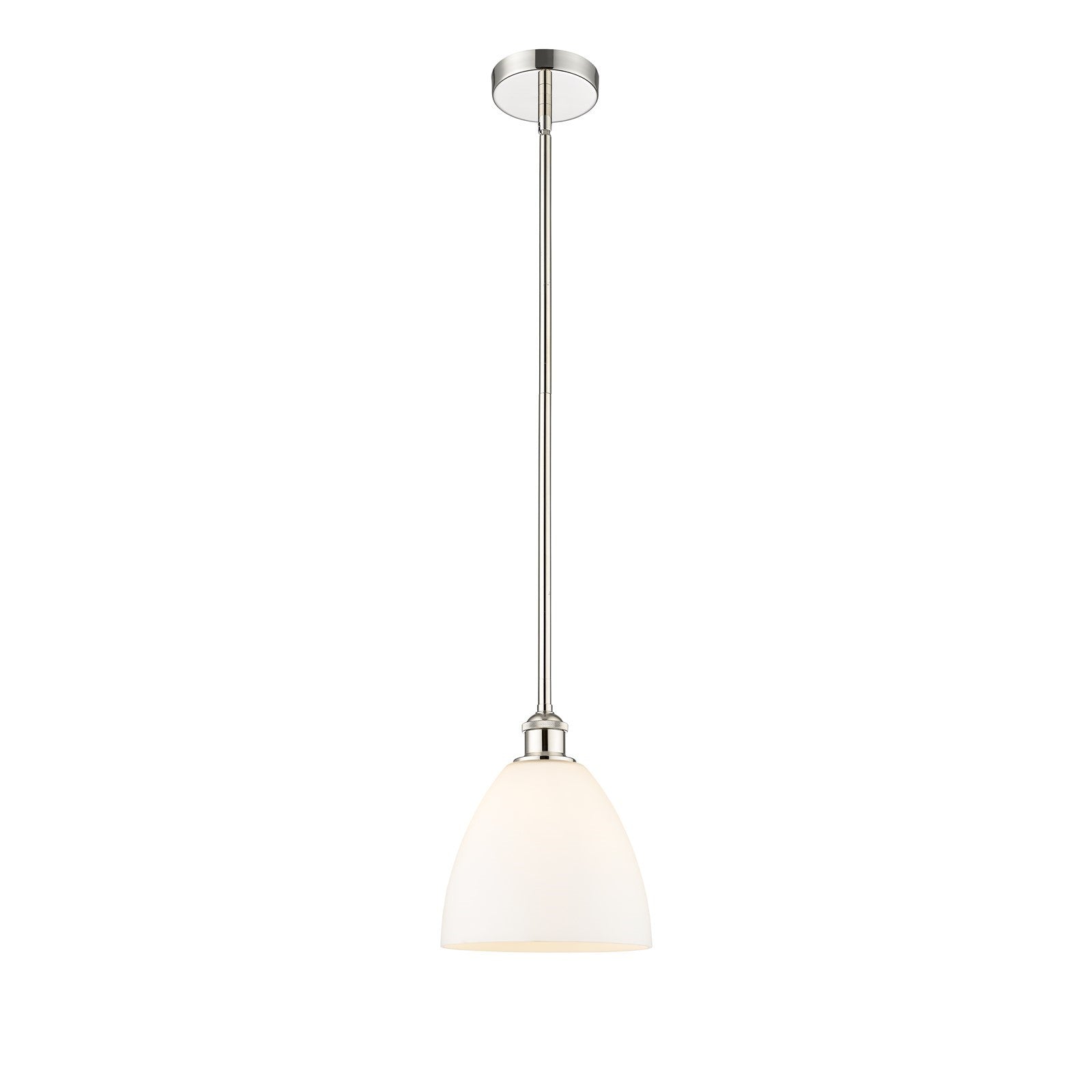 Innovations Bristol 9in 1-Light Mini Pendant | Industrial Polished Nickel and Matte White Glass | Kitchen Island & Dining | Model 616-1S-PN-GBD-91-LED